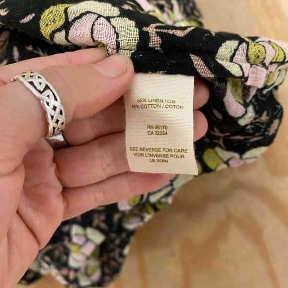 Free People Linen Blend Floral Strapless Halter Babydoll Blouse Top, Size 12 - Picture 4 of 8